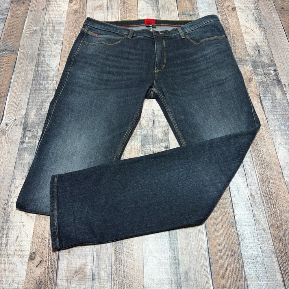 Hugo Boss 708 Slim Jeans Mens 38x32 Dark Wash Indigo Stretch Denim Designer